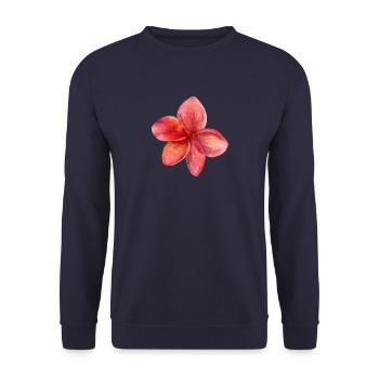 Blume rot - Unisex Pullover - Navy - Vorne - Alina (178cm) & Michal (187cm)