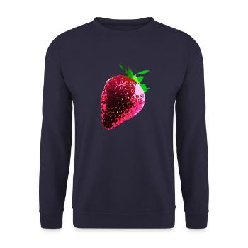 Strawberry, red strawberry, pop art, abstract, red - Unisex Sweatshirt - navy - Front - Alina (178cm) & Michal (187cm)