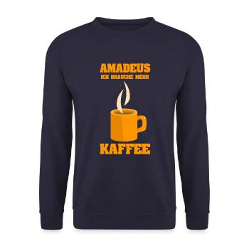Kaffee Kaffetasse Cafe Amadeus - Unisex Pullover - Navy - Vorne - Alina (178cm) & Michal (187cm)
