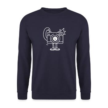 Funny Comic Camera Selfie - Unisex Sweatshirt - navy - Front - Alina (178cm) & Michal (187cm)