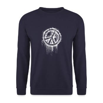 peace love liebe Frieden demo revolution freiheit - Unisex Pullover - Navy - Vorne - Alina (178cm) & Michal (187cm)