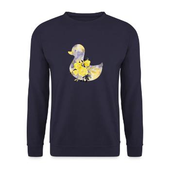 Floral ducky - Unisex Sweatshirt - navy - Front - Alina (178cm) & Michal (187cm)