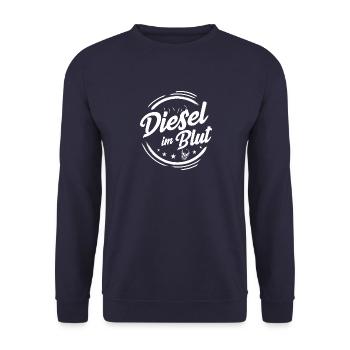 Diesel im Blut Shirt · LKW Fahrer · Geschenk - Unisex Pullover - Navy - Vorne - Alina (178cm) & Michal (187cm)