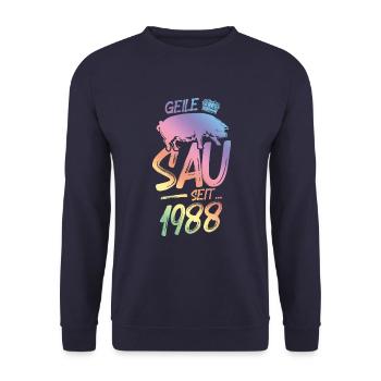 1988 Geile Sau - Unisex Pullover - Navy - Vorne - Alina (178cm) & Michal (187cm)