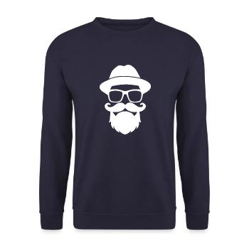Hipster Hut wHipster mit Bart und Hut Vollbart - Unisex Pullover - Navy - Vorne - Alina (178cm) & Michal (187cm)