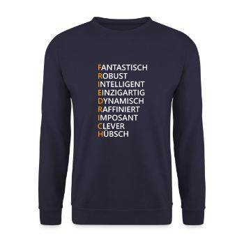 Friedrich Name Geschenk - Unisex Pullover - Navy - Vorne - Alina (178cm) & Michal (187cm)