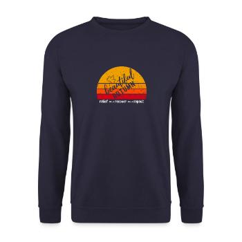 Beautiful Autumn | Relief Recover Repeat | Herbst - Unisex Pullover - Navy - Vorne - Alina (178cm) & Michal (187cm)