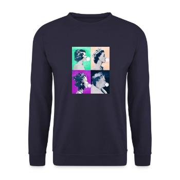 Queen II -Elizabeth England Queen,Chewing Gum,pop-art - Unisex Sweatshirt - navy - Front - Alina (178cm) & Michal (187cm)