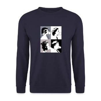 Queen II -Elizabeth England Queen,Chewing Gum,pop-art - Unisex Sweatshirt - navy - Front - Alina (178cm) & Michal (187cm)