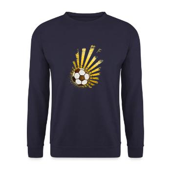 Fußball-Design (Sterne) 03 - Unisex Pullover - Navy - Vorne - Alina (178cm) & Michal (187cm)