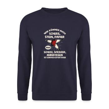 Feuerwehr - Schere, Spreizer, Hebekissen - Unisex Sweatshirt - navy - Front - Alina (178cm) & Michal (187cm)