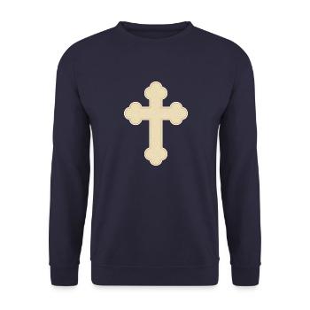 Cross Cross Gold Pixel - Sweat-shirt Unisexe - marine - Devant - Alina (178cm) & Michal (187cm)
