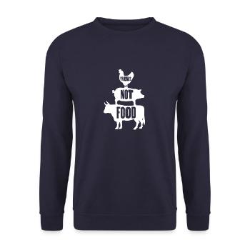 Friends Not Food - Vegan or Vegetarian - Unisex Sweatshirt - navy - Front - Alina (178cm) & Michal (187cm)