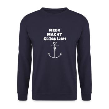 Meer geschenk geschenkidee - Unisex Pullover - Navy - Vorne - Alina (178cm) & Michal (187cm)