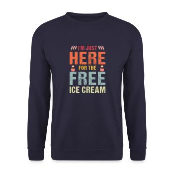 Ich Bin Nur Wegen Des Kostenlosen Eises Hier - Unisex Pullover - Navy - Vorne - Alina (178cm) & Michal (187cm)