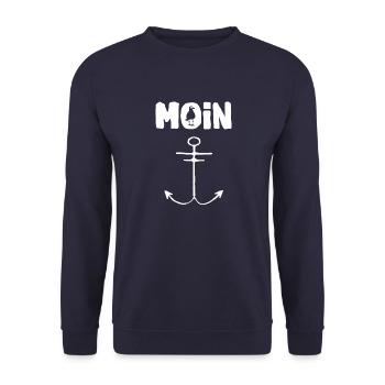 Anker Moin Shirt - Moin die Möwe - Unisex Pullover - Navy - Vorne - Alina (178cm) & Michal (187cm)