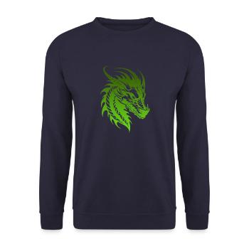 Fantasy Dragon Anime Dragon Head Mythical reptile - Unisex Sweatshirt - navy - Front - Alina (178cm) & Michal (187cm)