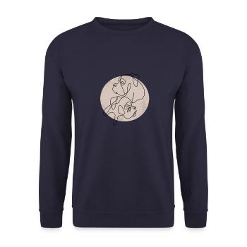 BOXER DOG TWO BOXERS ONE LINE - Unisex Sweatshirt - navy - Front - Alina (178cm) & Michal (187cm)