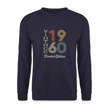 1960 Anniversaire Né en 1960 vintage Rétro. Editio - Sweat-shirt Unisexe - marine - Devant - Alina (178cm) & Michal (187cm)