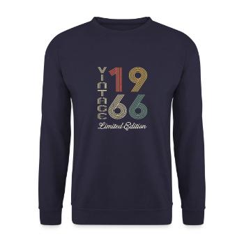 1966 Birthday Born in 1966 Vintage Retro. Editio - Unisex Sweatshirt - navy - Front - Alina (178cm) & Michal (187cm)