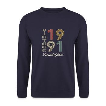 1991 Anniversaire Né en 1991 vintage Rétro. Editio - Sweat-shirt Unisexe - marine - Devant - Alina (178cm) & Michal (187cm)