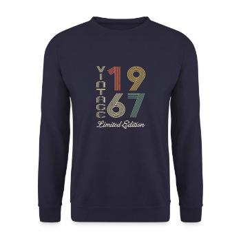 1967 Anniversaire Né en 1967 vintage Rétro. Editio - Sweat-shirt Unisexe - marine - Devant - Alina (178cm) & Michal (187cm)