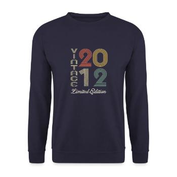 2012 Geburtstag Geboren im Jahr 2012 Vintage Retro. Editio - Unisex Pullover - Navy - Vorne - Alina (178cm) & Michal (187cm)