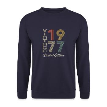 1977 Geburtstag Jahrgang 1977 Vintage Retro. Editio - Unisex Pullover - Navy - Vorne - Alina (178cm) & Michal (187cm)
