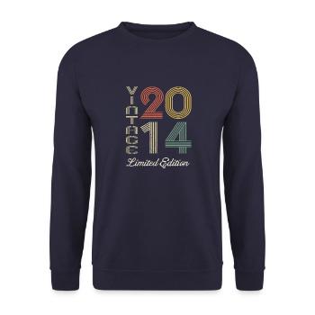 2014 Geburtstag Geboren im Jahr 2014 Vintage Retro. Editio - Unisex Pullover - Navy - Vorne - Alina (178cm) & Michal (187cm)