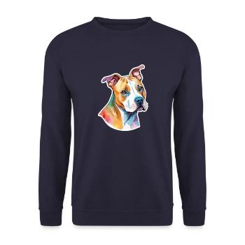 American Staffordshire Terrier Wasserfarben - Unisex Pullover - Navy - Vorne - Alina (178cm) & Michal (187cm)