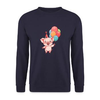 Cochon Anniversaire Bande Dessinée - Sweat-shirt Unisexe - marine - Devant - Alina (178cm) & Michal (187cm)