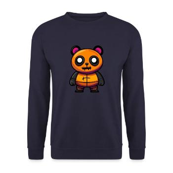 Panda Halloween Tier - Unisex Pullover - Navy - Vorne - Alina (178cm) & Michal (187cm)
