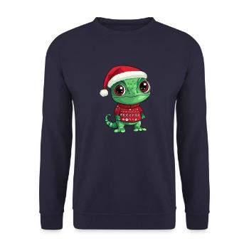 Bande dessinée de Noël caméléon - Sweat-shirt Unisexe - marine - Devant - Alina (178cm) & Michal (187cm)