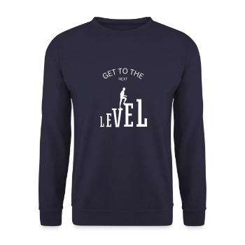 Business, Success, Career, Get to the next Level - Unisex Sweatshirt - navy - Front - Alina (178cm) & Michal (187cm)