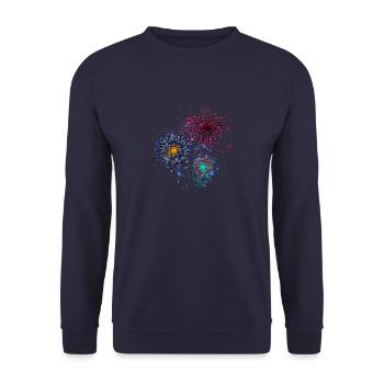 Feux d’artifice,Fusées,Étoiles,Réveillon du Nouvel An,Coloré - Sweat-shirt Unisexe - marine - Devant - Alina (178cm) & Michal (187cm)