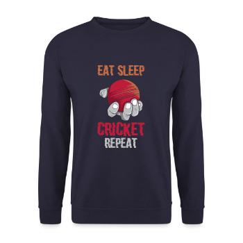Eat Sleep Cricket Repeat Funny Cricket Ball Player - Unisex Sweatshirt - navy - Front - Alina (178cm) & Michal (187cm)