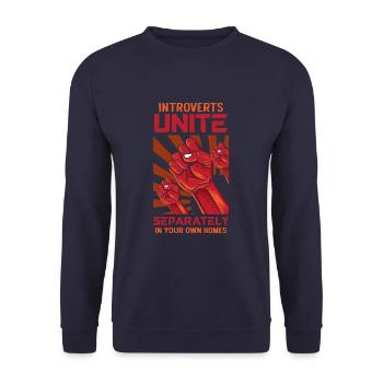 Introverts Unite Separately in your Own Homes Anti - Unisex Pullover - Navy - Vorne - Alina (178cm) & Michal (187cm)