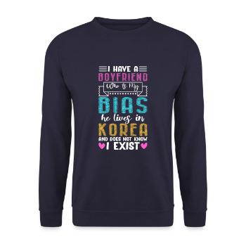 Funny K-Pop Lover K-Drama Korean - Unisex Pullover - Navy - Vorne - Alina (178cm) & Michal (187cm)