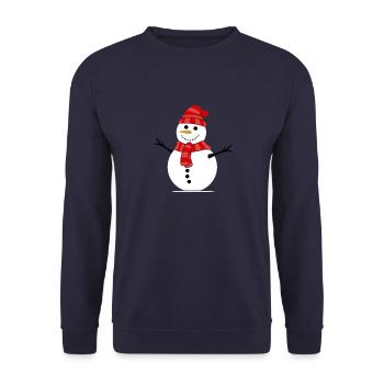 Süsser Schneemann / Snowman - Unisex Pullover - Navy - Vorne - Alina (178cm) & Michal (187cm)