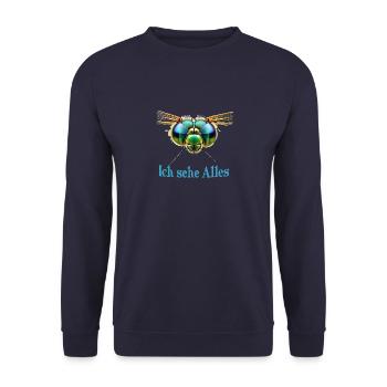 Ich sehe alles - Unisex Pullover - Navy - Vorne - Alina (178cm) & Michal (187cm)