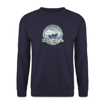 Küstenzeit Schiffchen - Unisex Pullover - Navy - Vorne - Alina (178cm) & Michal (187cm)