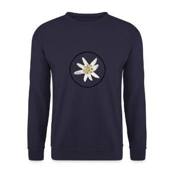 Edelweiss Low Poly Blume Berge Allgäu Bayern - Unisex Pullover - Navy - Vorne - Alina (178cm) & Michal (187cm)