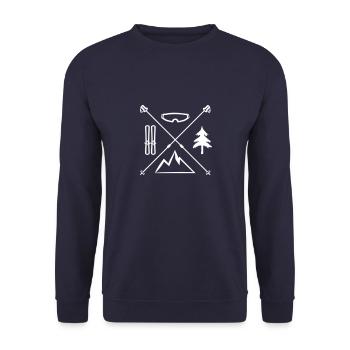 Ski Ski Tour Winter Cross Winter Snow Mountains - Unisex Sweatshirt - navy - Front - Alina (178cm) & Michal (187cm)