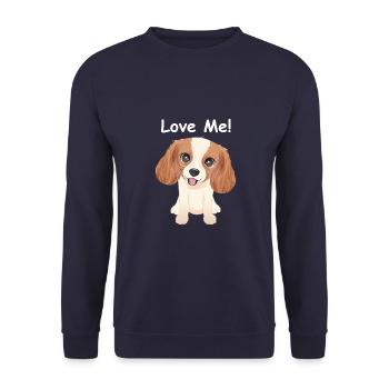 mignon chien Cavalier King Charles Spaniel love me - Sweat-shirt Unisexe - marine - Devant - Alina (178cm) & Michal (187cm)
