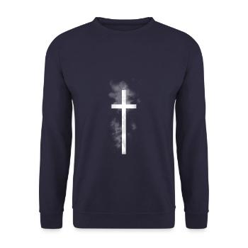 gothic cross watercolor goth - Unisex Sweatshirt - navy - Front - Alina (178cm) & Michal (187cm)