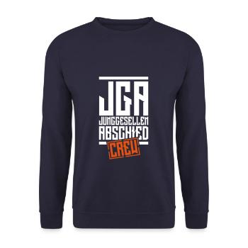 jga bachelor party crew - Unisex Sweatshirt - navy - Front - Alina (178cm) & Michal (187cm)