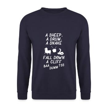 Funny Joke A Sheep A Drum A Snake - Unisex Pullover - Navy - Vorne - Alina (178cm) & Michal (187cm)