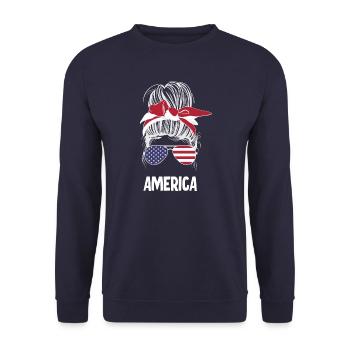 Messy Bun America - Unisex Sweatshirt - navy - Front - Alina (178cm) & Michal (187cm)