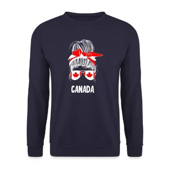 Messy Bun Canada - Unisex Sweatshirt - navy - Front - Alina (178cm) & Michal (187cm)
