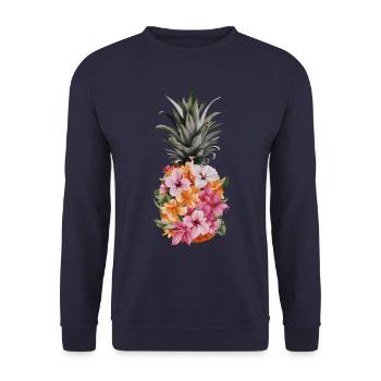 Ananas tropische hawaiianische Frucht - Unisex Pullover - Navy - Vorne - Alina (178cm) & Michal (187cm)